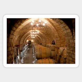 Wine barrels in a winery, California (C021/3159) Sticker